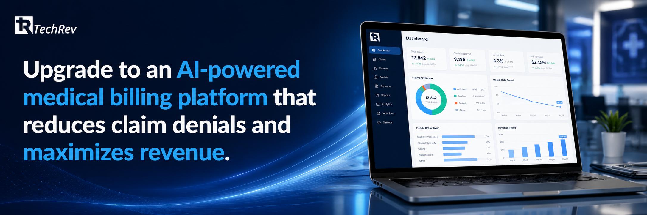 Upgrade to an AI-powered medical billing platform that reduces claim denials and maximizes revenue.